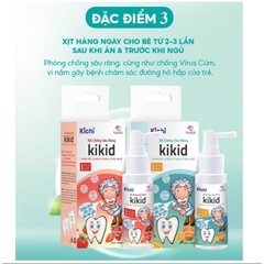 Xịt chống sâu răng Kichilachi Kikid cho bé từ 1 tuổi làm sạch khoang miệng vị cam