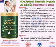 Sữa Aptamil Essensis Úc Số 3 900g – Dinh Dưỡng Hữu Cơ Đạm A2 Cho Bé Từ 1 Tuổi