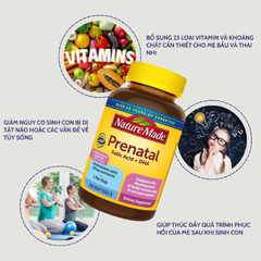 Vitamin tổng hợp bầu Nature Made Prenatal Folic Acid + DHA 100 viên giúp phòng chống dị tật và phát triển hệ thần kinh thai nhi