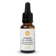 Vitamin D3K2 200 IU + 15mcg MK7 Sunday Natural 20ml cho trẻ khỏe xương cao lớn của Đức