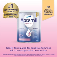Sữa Aptamil Sensitive Úc 900g – Sữa Thủy Phân 1 Phần, Dễ Tiêu Hóa, Hấp Thu Tối Ưu Cho Bé Trên 12 Tháng Khó Tiêu, Đầy Hơi