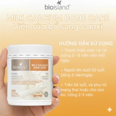 Bio Island Milk Calcium Bone Care – Bổ Sung Canxi Từ Sữa Bò Với Vitamin D3 K2 Hỗ Trợ Xương Khỏe Mạnh, Duy Trì Mật Độ Xương