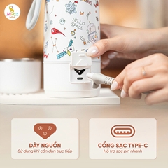 Bình Đun Nước Cầm Tay Moaz BéBé MB-058 Universe 500ml – Bình Đun Nước Di Động Pha Sữa Cho Bé Sơ Sinh Khi Đi Du Lịch, Về Quê, Pin Sạc USB, Màn Hình LED