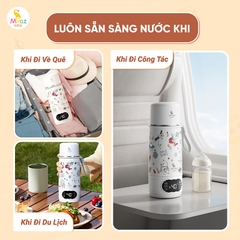 Bình Đun Nước Cầm Tay Moaz BéBé MB-058 Universe 500ml – Bình Đun Nước Di Động Pha Sữa Cho Bé Sơ Sinh Khi Đi Du Lịch, Về Quê, Pin Sạc USB, Màn Hình LED