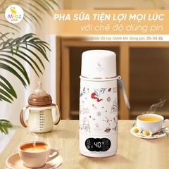 Bình Đun Nước Cầm Tay Moaz BéBé MB-058 Universe 500ml – Bình Đun Nước Di Động Pha Sữa Cho Bé Sơ Sinh Khi Đi Du Lịch, Về Quê, Pin Sạc USB, Màn Hình LED