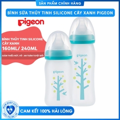 Bình sữa thủy tinh silicone cây xanh Pigeon 160ml & 240ml