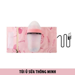 Túi Ủ Bình Sữa Vải Nhung Có Cáp Sạc