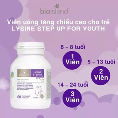 Tăng Chiều Cao Cho Trẻ Từ 6 Tuổi Trở Lên Bioisland Lysine Step Up For Youth 60 Viên Úc – Cao Lớn Vượt Trội, Xương Chắc Khỏe