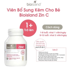 Bio Island ZINC Cho Trẻ Em – Viên Nhai Kẽm Hỗ Trợ Miễn Dịch, Chức Năng Nhận Thức Và Phát Triển Toàn Diện