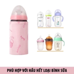 Túi Ủ Bình Sữa Vải Nhung Có Cáp Sạc