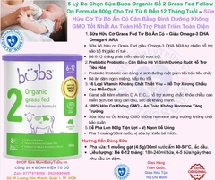 Sữa Bubs Organic Số 2 Grass Fed Follow On Formula 800g Cho Trẻ Từ 6 Đến 12 Tháng
