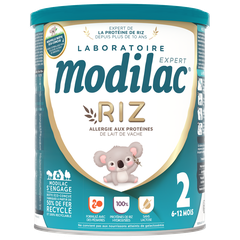 Sữa bột đạm gạo Modilac Expert Riz 2 dành cho trẻ bị ứng đạm bò, bất dung nạp lastose từ 6-12 tháng - 800g