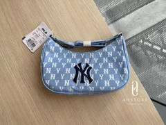 [MLB] Túi đeo vai chữ nhật Monogram Jacquard Hobo Xanh