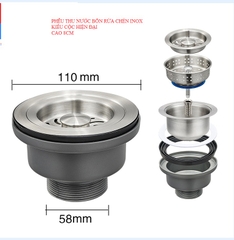 Siphon Thoat Nước Bồn ửa 2 Ngăn 1 Thoat Tran Cốc Ngắn Kiểu Hiện đại Cao 8cm Thiết Bị Vệ Sinh Group