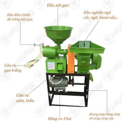 Máy xay xát lúa gạo mini gia đình 2 chức năng UN 6N40 9FQ20