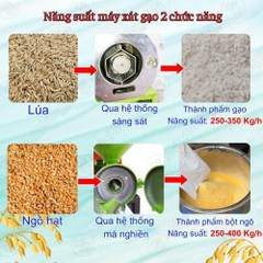 Máy xát gạo 2 chức năng- xát gạo kết hợp nghiền bột UN 6N40-6FP180