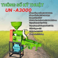 Máy xay xát lúa gạo mini sàng rung lọc cát sạn 3 cấp UN-A3000
