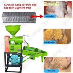 Máy xay xát lúa gạo mini sàng rung lọc cát sạn 3 cấp UN-A3000