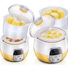 QT - Nồi nấu hầm cháo chậm cho bé ăn dặm Bear SUBE001 Bản Quốc Tế (có lồng hấp), hẹn giờ, ninh, ủ cháo, chưng yến - Cheapmall 0.8L_quốc tế A08G2