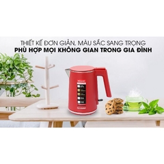 Ấm đun siêu tốc Sharp mini 1 Lít có lưới lọc, đun sôi nhanh EKJ-10DVPS - Thương hiệu Nhật - CHEAPMALL EKJ-10DVPS-RD - 17EVSD - 1.7L- 2200W