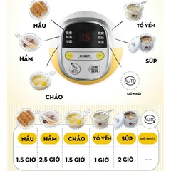 QT - Nồi nấu hầm cháo chậm cho bé ăn dặm Bear SUBE001 Bản Quốc Tế (có lồng hấp), hẹn giờ, ninh, ủ cháo, chưng yến - Cheapmall 0.8L_quốc tế A08G2