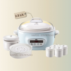 QT - Nồi nấu hầm cháo chậm cho bé ăn dặm Bear SUBE001 Bản Quốc Tế (có lồng hấp), hẹn giờ, ninh, ủ cháo, chưng yến - Cheapmall 0.8L_quốc tế A08G2