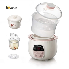 QT - Nồi nấu hầm cháo chậm cho bé ăn dặm Bear SUBE001 Bản Quốc Tế (có lồng hấp), hẹn giờ, ninh, ủ cháo, chưng yến - Cheapmall 0.8L_quốc tế A08G2