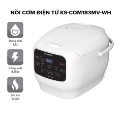 Nồi Cơm Điện Sharp KS-COM183MV-WH 1.8L [Đa Năng, Công Suất 835W, Chống Dính] KS-COM183MV - KS-COM183MV