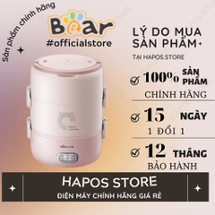 QT - Hộp cơm điện cầm tay mini đa năng Bear DFH-B20S6, 3 khay dung tích lớn thép không gỉ an toàn cho sức khỏe, tiện lợi Bear_tròn_quốc tế