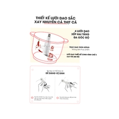 QT - Máy xay thịt mini Bear, máy xay thực phẩm, tỏi ớt, công suất lớn QSJ-C03M1- BH 12 tháng - Cheapmall B03Y7 NÂU 2L