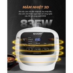 Nồi Cơm Điện Sharp KS-COM183MV-WH 1.8L [Đa Năng, Công Suất 835W, Chống Dính] KS-COM183MV - KS-COM183MV