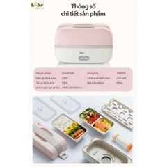 QT - Hộp cơm điện cầm tay mini đa năng Bear DFH-B20S6, 3 khay dung tích lớn thép không gỉ an toàn cho sức khỏe, tiện lợi Bear_tròn_quốc tế