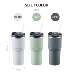 ONL - Ly giữ nhiệt LocknLock 650ml LHC4277S Metro Drive thiết kế để vừa trên ô tô - Hàng chính hãng kèm ống hút và cọ - HAPOS Trắng - LHC4277SWHT