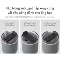 ONL - Ly giữ nhiệt LocknLock 650ml LHC4277S Metro Drive thiết kế để vừa trên ô tô - Hàng chính hãng kèm ống hút và cọ - HAPOS Trắng - LHC4277SWHT
