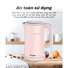 Bình đun siêu tốc Sharp 1.7 lít EKJ-17EVPS-PK Bảo Hành 12 Tháng - HAPOS HSA EKJ-17EVPS-PK