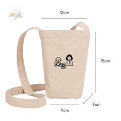 Túi vải canvas đựng ly, bình giữ nhiệt LocknLock , ly trà sữa, phong cách đơn giản tiện dụng HPCV09 - HAPOS OFFICIAL Dây ngắn