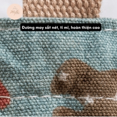 Túi đựng vải canvas cao cấp cho hộp cơm trưa văn phòng LocknLock dây rút dễ thương phong cách Nhật Bản HPCV07 - HAPOS Thỏ Xanh/ Hồng