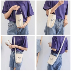 Túi vải canvas đựng ly, bình giữ nhiệt LocknLock , ly trà sữa, phong cách đơn giản tiện dụng HPCV09 - HAPOS OFFICIAL Dây ngắn