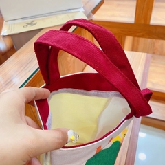 Túi vải canvas phong cách tranh sơn dầu nghệ thuật đựng bình giữ nhiệt LocknLock, hộp cơm văn phòng HPCV10 - HAPOS Mèo / Thỏ Cute