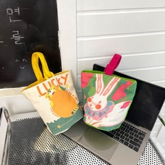 Túi vải canvas phong cách tranh sơn dầu nghệ thuật đựng bình giữ nhiệt LocknLock, hộp cơm văn phòng HPCV10 - HAPOS Mèo / Thỏ Cute