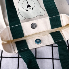 Túi vải canvas 2 lớp đựng bình ly giữ nhiệt LocknLock hình Gấu, khóa cài nam châm, lót chống thấm nước HPCV04 - HAPOS Gấu Đỏ/ Vàng