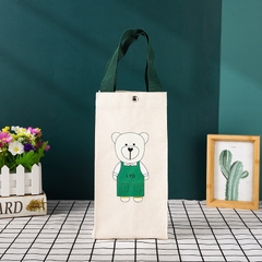 Túi vải canvas 2 lớp đựng bình ly giữ nhiệt LocknLock hình Gấu, khóa cài nam châm, lót chống thấm nước HPCV04 - HAPOS Gấu Đỏ/ Vàng