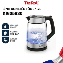 Bình đun siêu tốc 1.7 Lít Tefal thủy tinh KI605830 - Bảo hành chính hãng 2 năm - HAPOS HSA KI605830