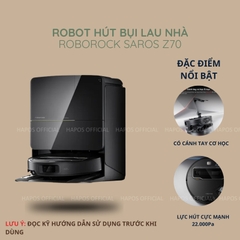 Robot hút bụi lau nhà Roborock Chính hãng cánh tay OmniGrip lực hút 22000Pa Saros Z70  - CHEAPMALL SOU Saros Z70