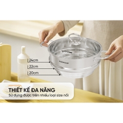 Xửng đa năng inox Sunhouse Eco SHG105-24 - An toàn - Tỏa nhiệt đều - Phù hợp nhiều size nồi - HAPOS HEL SHG105-24