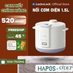 Nồi cơm điện LocknLock 1.5L, kèm khay hấp One-Switch Rice Cooker EJR442IVY - HAPOS LOF
