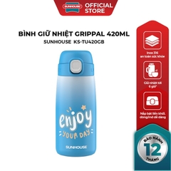 BÌnh giữ nhiệt trẻ em GripPal 420ml Sunhouse KS-TU420GB - Inox 304 an toàn - Giữ nhiệt 8-10h - HAPOS HEL KS-TU420GB