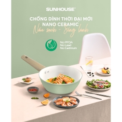 Chảo phủ sứ Nano đáy từ Sunhouse Healthy SHG20-24-26MT1 - Chống dính Nano Ceramic - Bắt từ nhanh - HAPOS HEL SHG26MT1 - Size 26cm