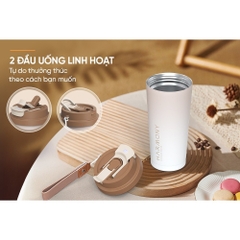 Cốc giữ nhiệt 500ml Sunhouse KS-TU500HB - Inox 316 - Giữ nhiệt nóng & lạnh tới 6 giờ - Vòi uống 2 chế độ - HAPOS HEL KS-TU500HB - Nâu