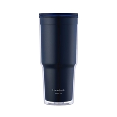 Ly nhựa 2 Lớp LocknLock 900ml to, Cốc nhựa có nắp Double Wall Cold Cup, Chính Hãng HAP502 - HAPOS LOF Navy - HAP502NVY